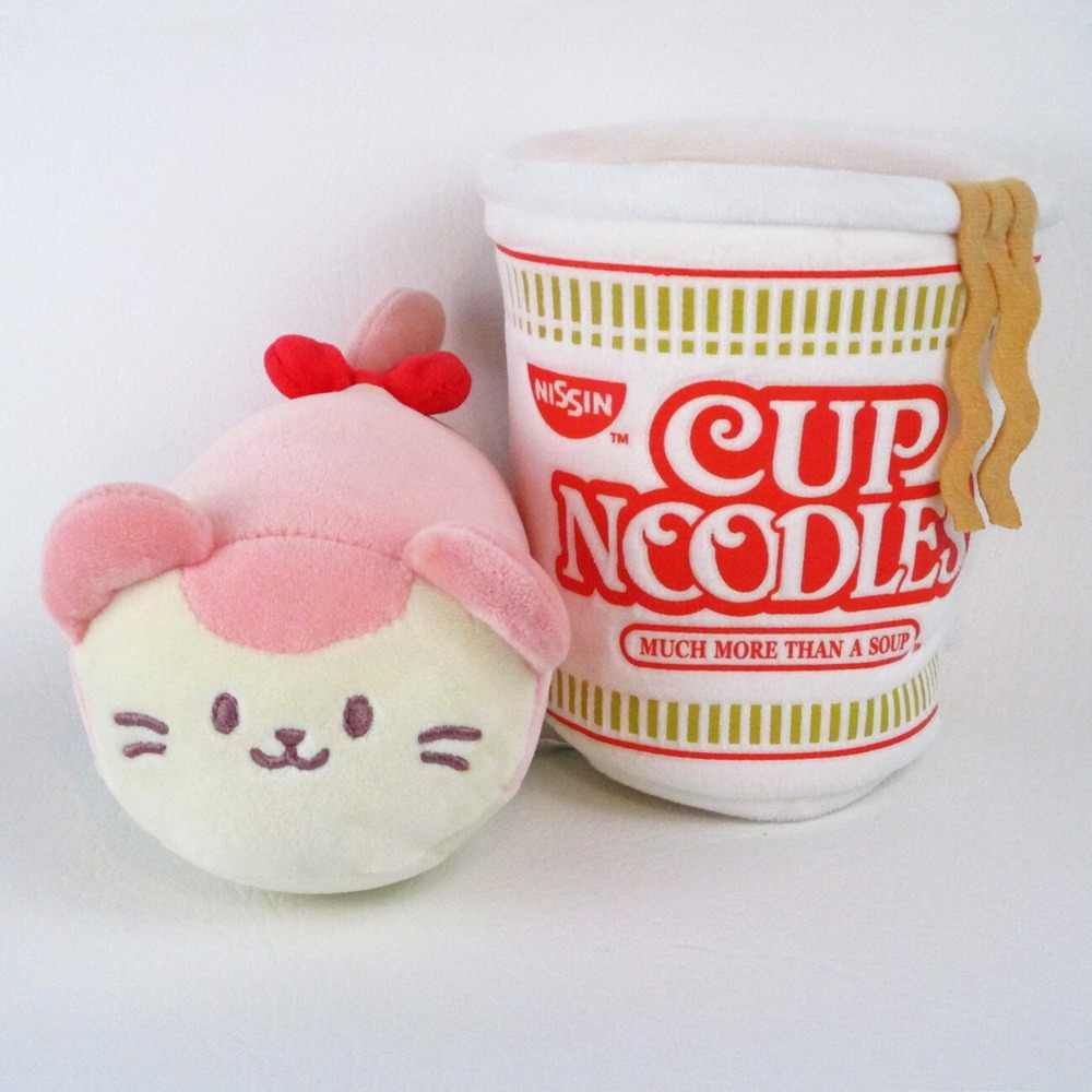 Anirollz Pandaroll Nissin Cup Noodles Plush Toy Pink Panda 8 Inch Set